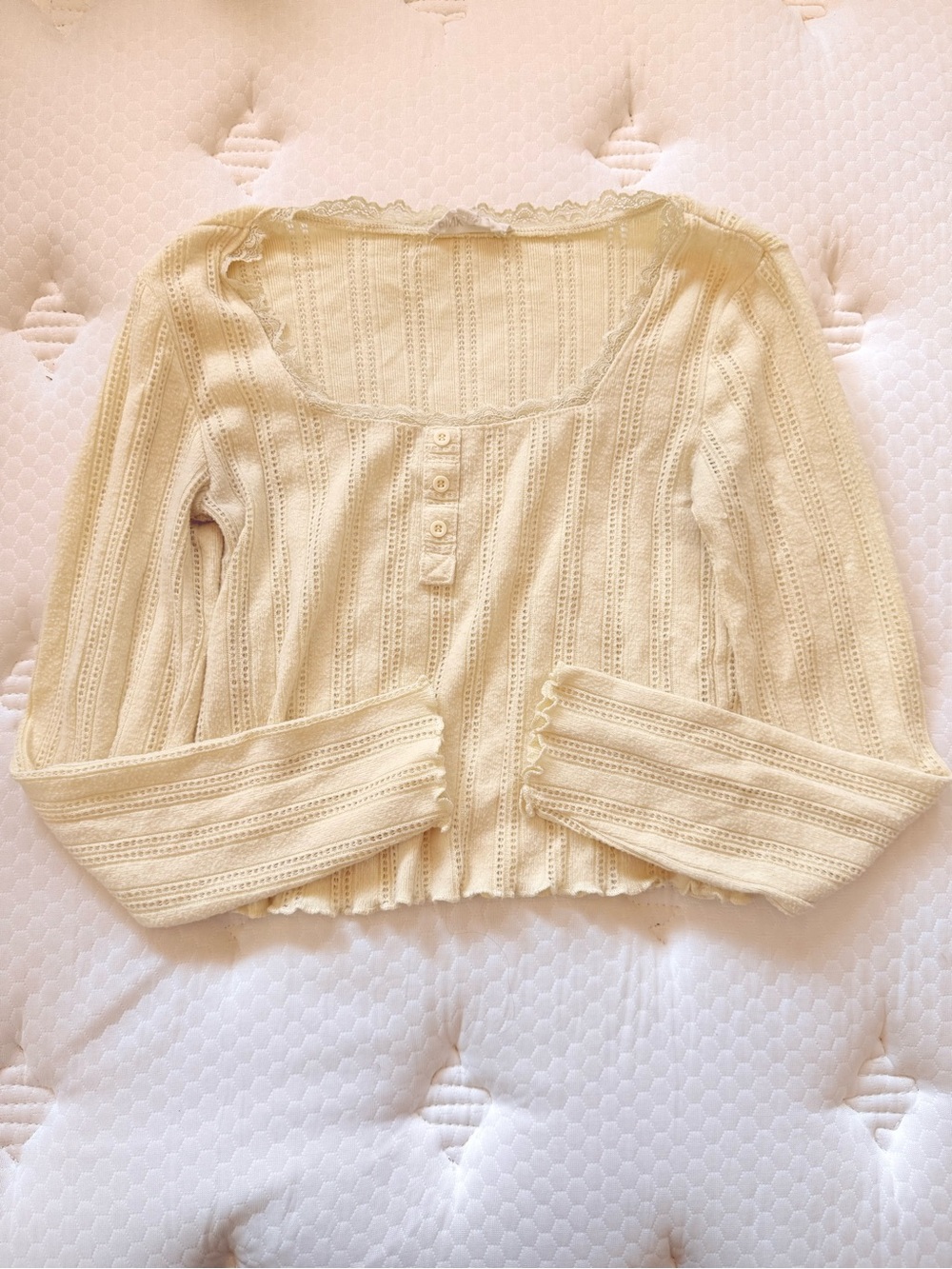 Women's yellow Knit Button-Front Scoop Neck Top